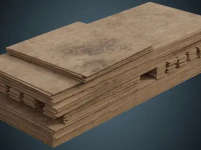 Wooden Sheets 1B Low-poly 3D model