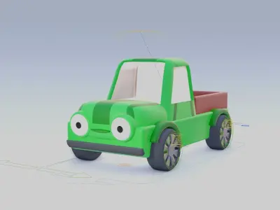 cartoon green car Low-poly 3D model