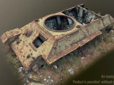 Tank T-34 Hull Rusted Low-poly 3D model