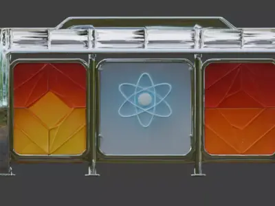 Retro-Futuristic Atompunk Bus Stop 3d Low-poly 3D model