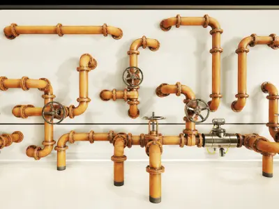 PBR Moodular Pipeline Set - UE Project 4 22 Low-poly 3D model