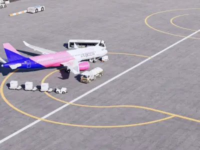 Airport Collection with planes parked on runway 3D model