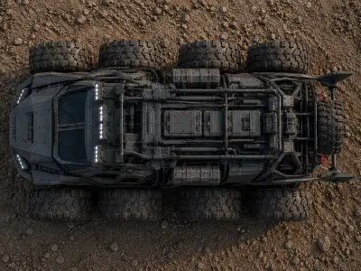 8x8 Monster Truck STL File 3D Print Futuristic Military Vehicle 3D print model