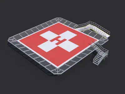 3 Helipad - Rooftop Elements Low-poly 3D model