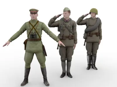 infantry USSR soldier Low-poly 3D model