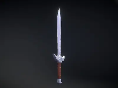 Runic Sword hand-painted asset Low-poly 3D model