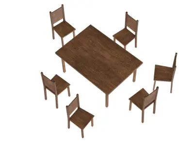 Table and chair Free low-poly 3D model purchase
