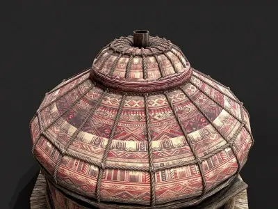 Traditional Yurt Nomads Tent with Interior 3 Low-poly 3D model