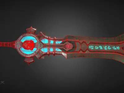 Gravekeeper sword with lights Low-poly 3D model