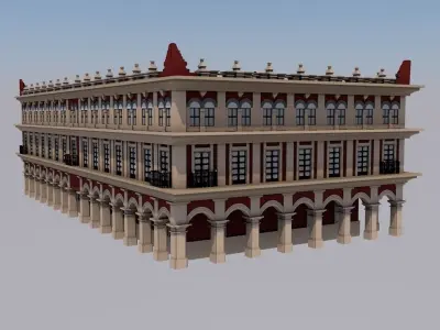 Palace building with columns and arches 3D model
