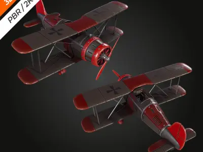 Airplane WW1 Low-poly 3D model