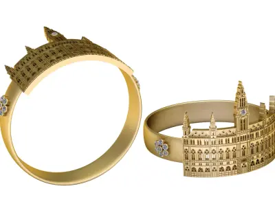 3D Printable Architectural Landmark Ring 3D print model