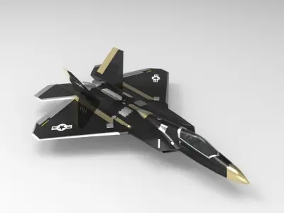 Jet F-22 Low-poly 3D model