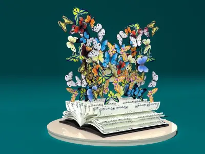  butterfly book plant design 3D model
