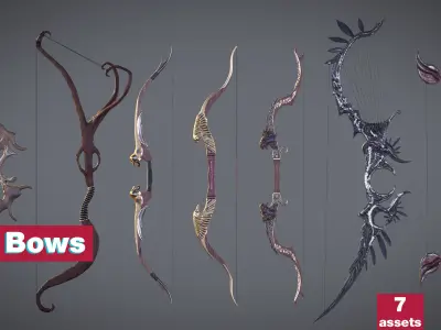PBR Medieval Arrows Bows Crossbows Pack - 57 Assets 3D model