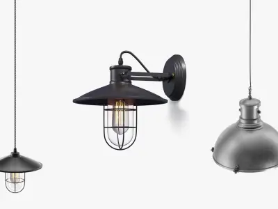 Industrial Lamps Collection 3D model