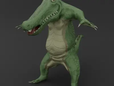 crocodile alligator Low-poly 3D model