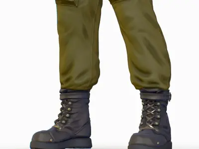 High Poly Male Technician Sweater Leather Jacket Low-poly 3D model