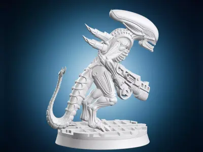 Alien Xenomorph Holding Weapon Miniature 3D print model