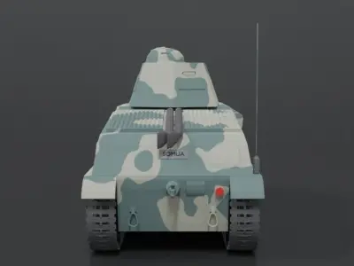 Low Poly Cartoon Somua S35 Tank Low-poly 3D model