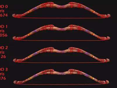 Wooden Bow and Quiver Arrows Fair Medieval Low-poly 3D model