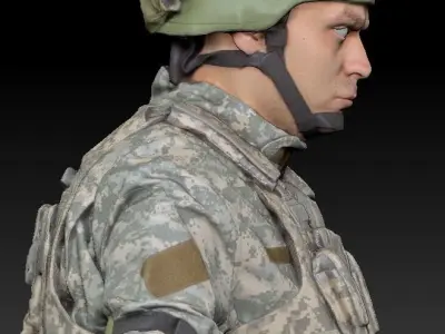 Animated American soldier in ACU 14 Low-poly 3D model