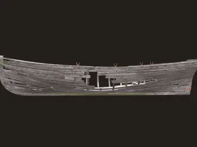 Ruined wooden boat Yal-6 Low-poly 3D model
