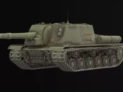 ISU-152 Soviet anti-tank self-propelled artillery system Low-poly 3D model