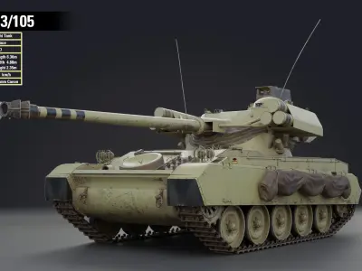AMX-13 105 PBR Model 3D model