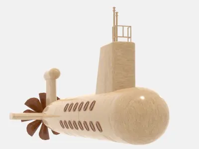 Wooden Submarine Low-poly 3D model