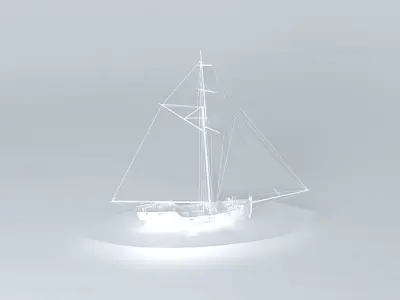 Low Poly Sloop sailing ship 3D model