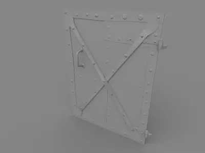 Iron stove door lid Low-poly 3D model