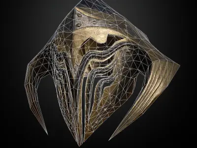 HELMET9 Game Ready golden helmet Low-poly 3D model