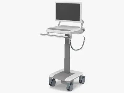  Medical Computing Workstation Cart White 