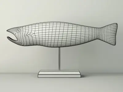 Hand Carved Wooden Fish 2 3D model