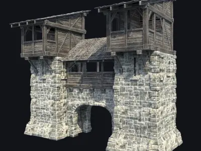 FORT MEDIEVAL CASTLE FORTRESS BAST RUIN TOWER COLLECTION BUILDER Low-poly 3D model