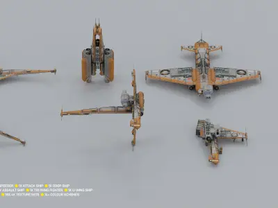 Speeder Vehicle Kitbash Set 3D model