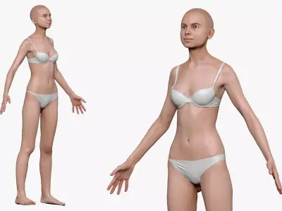 001234 woman in underwear A pose Low-poly 3D model