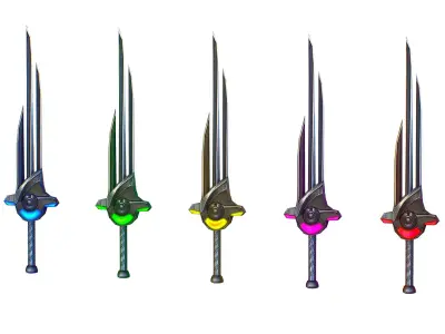 a set of cutting weapons Low-poly 3D model