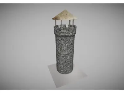 low poly old tower Free low-poly 3D model