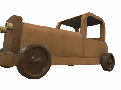 Wooden car toy retro 4 Free 3D model