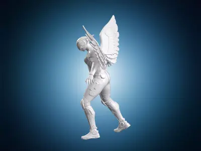 Sleek Sci-Fi Angel 3D Print Sculpture 3D print model
