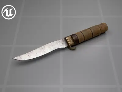 Used Soviet Knife Low-poly 3D model