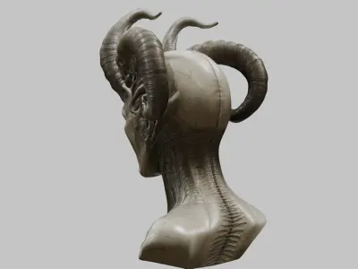 Sci-fi Alien Woman Head Bust Device 3D Model Low-poly 3D model