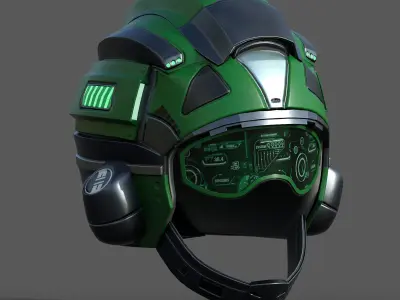 Helmet pilot scifi fantasy armor military combat soldier armor  Low-poly 3D model