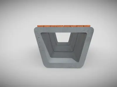 Concrete Bench  Low-poly 3D model