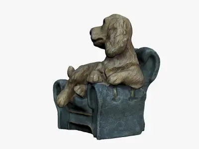 Cute Dog Statue Low-poly 3D model