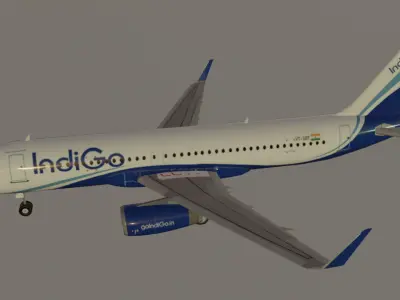 Indigo airlines airbus a320-232 low poly 3D Model  Low-poly 3D model