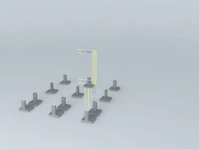 Industrial group of metal poles Free 3D model