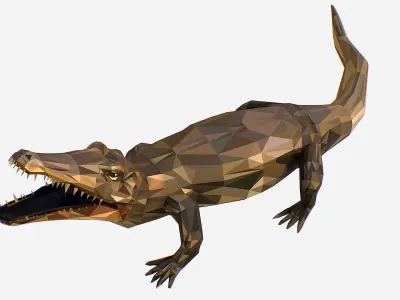 Animated Animal Low Poly Art Crocodile Reptile Low-poly 3D model